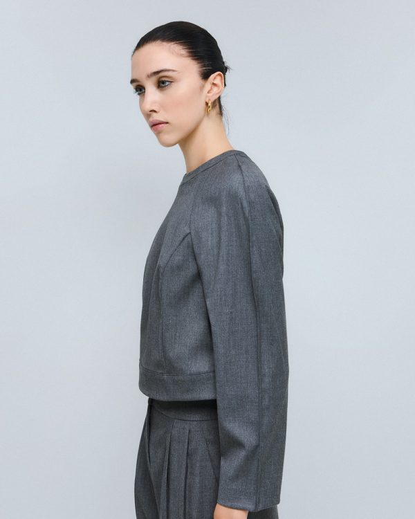 Cropped blouse with decorative seams - Access Fashion - Image 3
