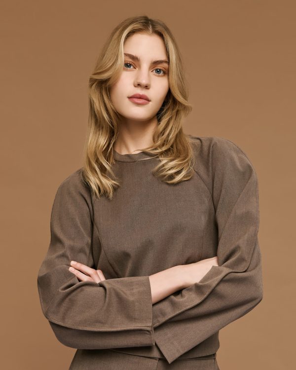 Cropped blouse with decorative seams - Access Fashion - Image 6