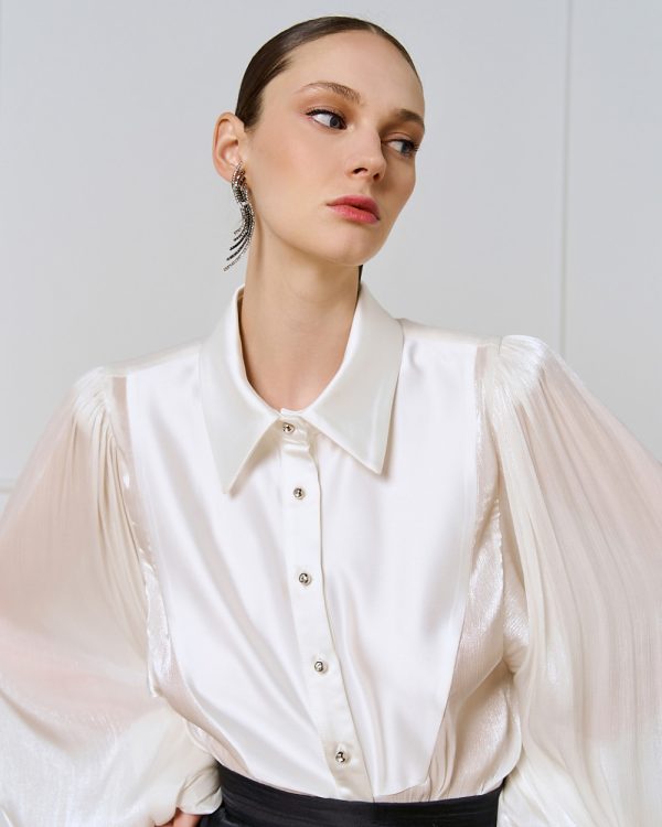 Bodysuit with satin details and puff sleeves - Access Fashion - Image 3
