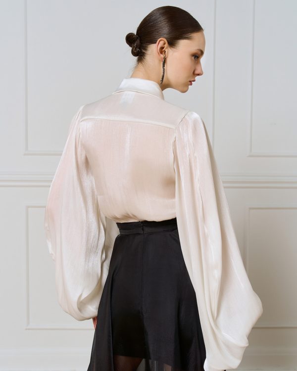 Bodysuit with satin details and puff sleeves - Access Fashion - Image 4