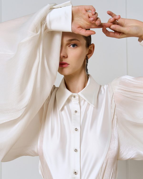 Bodysuit with satin details and puff sleeves - Access Fashion - Image 5