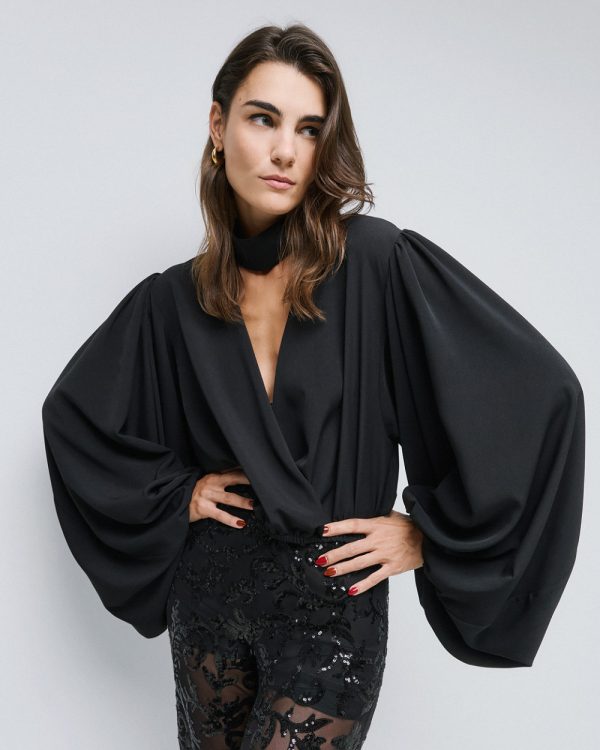 Wrap blouse with puff sleeves - Access Fashion