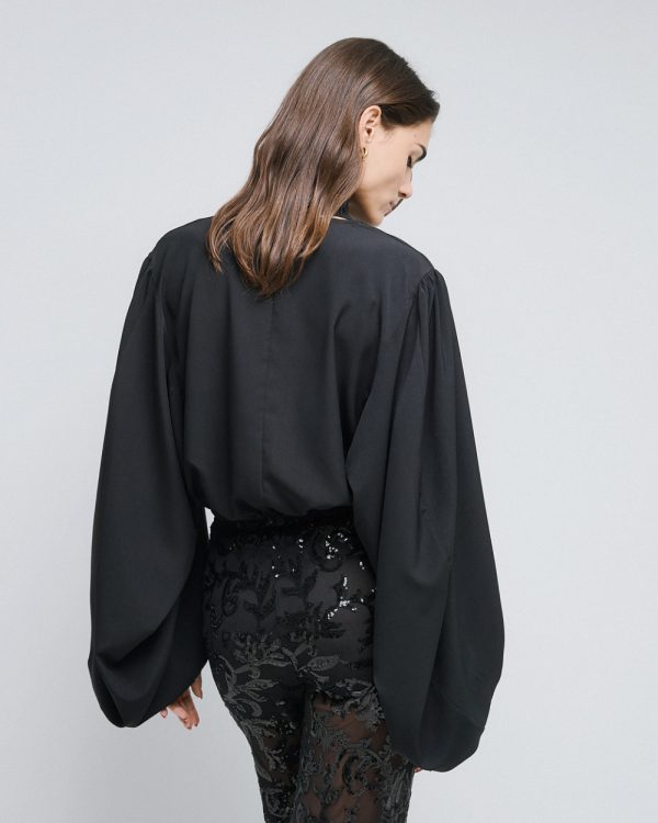 Wrap blouse with puff sleeves - Access Fashion - Image 4