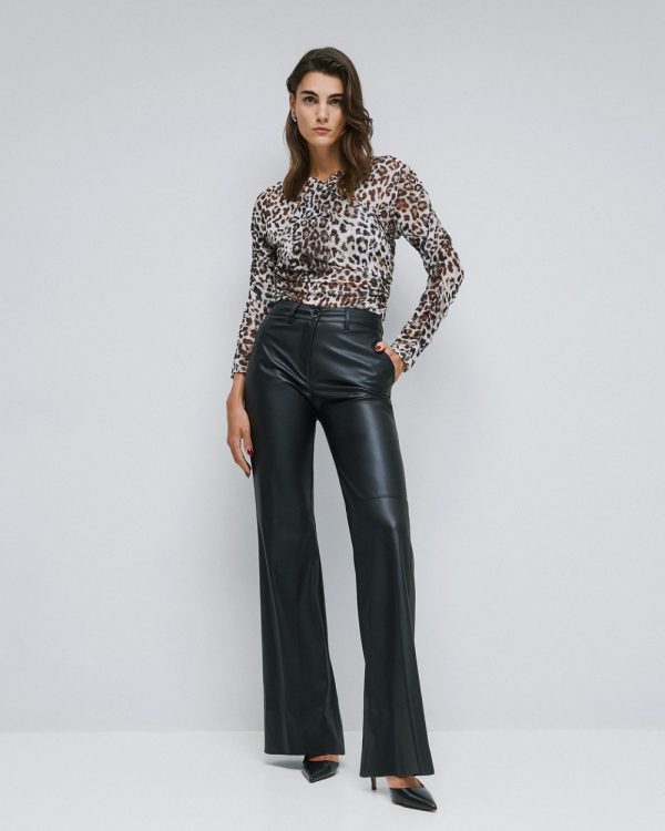 Faux-leather effect flared pants - Access Fashion