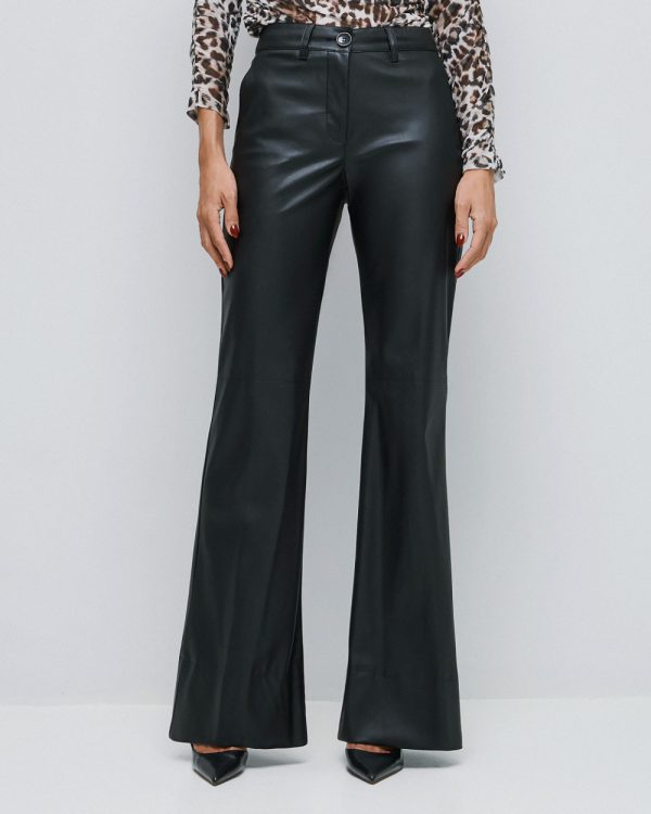 Faux-leather effect flared pants - Access Fashion - Image 2