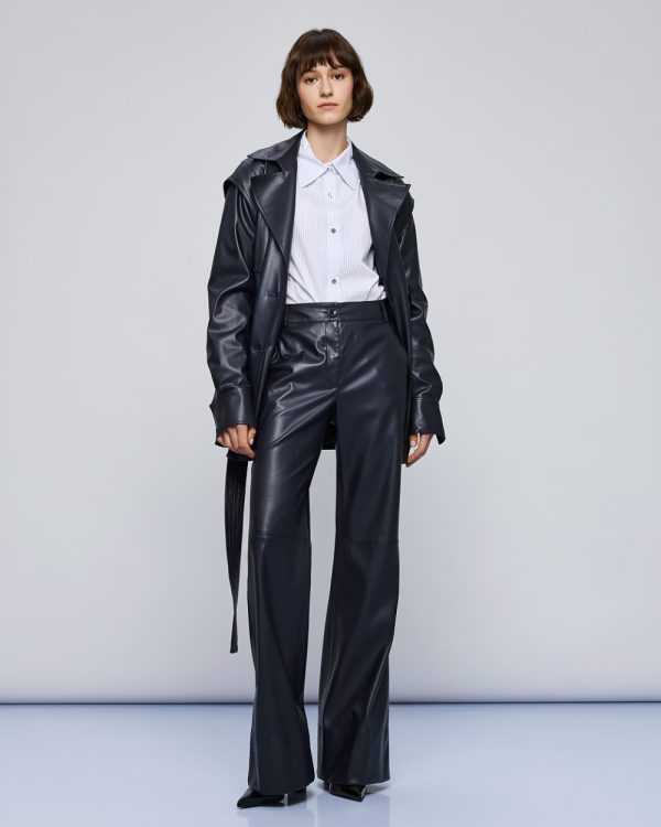 Faux-leather effect flared pants - Access Fashion - Image 4