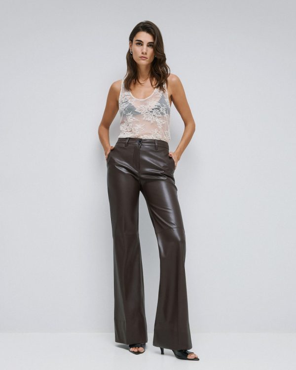 Faux-leather effect flared pants - Access Fashion - Image 7