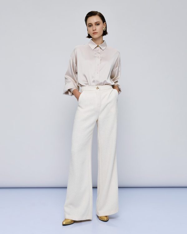Textured wide-leg  trousers - Access Fashion