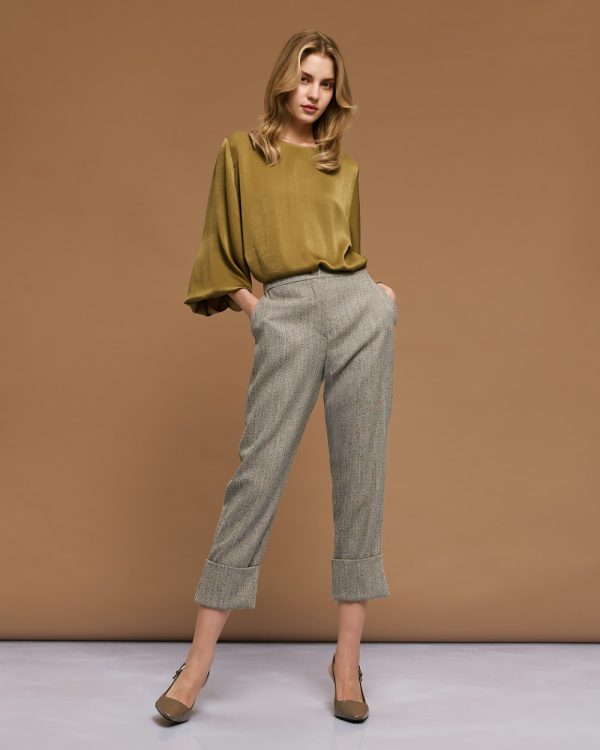 Herringbone pants with turn-ups - Access Fashion - Image 3