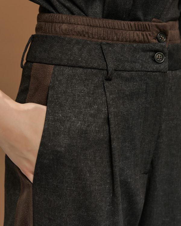 Pants with suede-effect details and turn-up hems - Access Fashion - Image 5