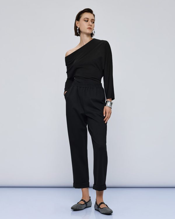 Pants with elastic waistband and turn-up hems - Access Fashion - Image 3