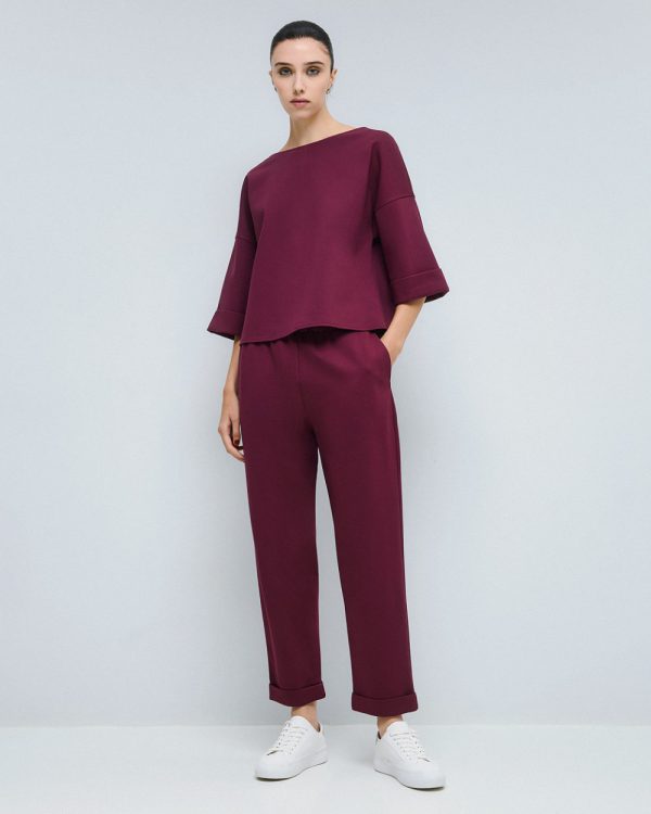 Pants with elastic waistband and turn-up hems - Access Fashion - Image 5
