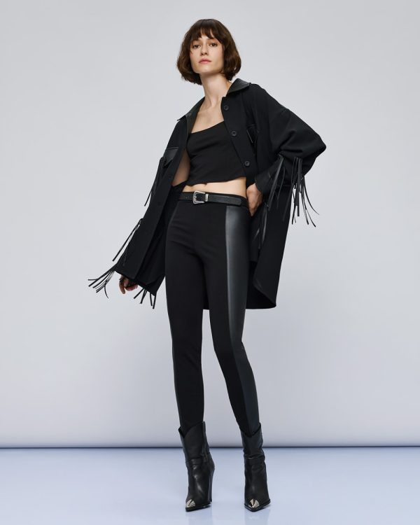 Leggings with faux leather-effect details - Access Fashion