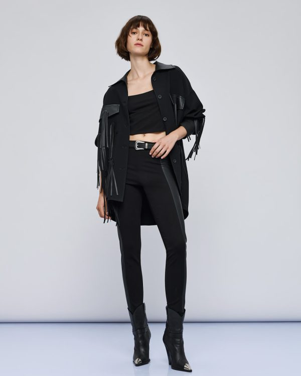 Leggings with faux leather-effect details - Access Fashion - Image 3