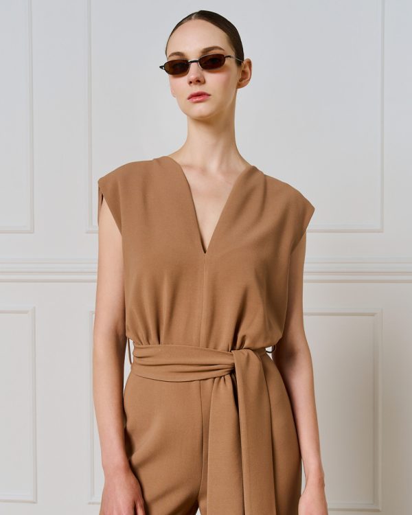 Sleeveless jumpsuit with belt - Access Fashion - Image 2