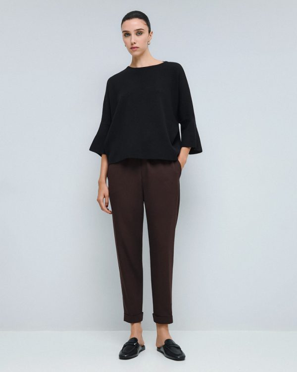 Pants with elastic waistband and turn-up hems - Access Fashion - Image 5
