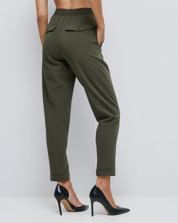 Pants with elastic waistband and turn-up hems - Access Fashion - Image 3