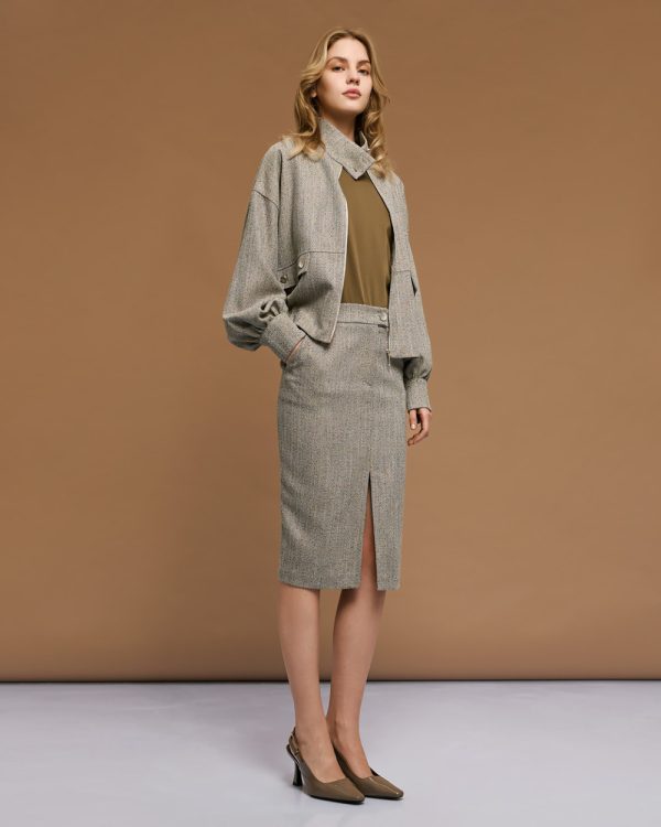 Midi herringbone skirt - Access Fashion