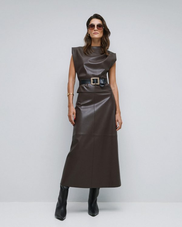 High-waist faux leather skirt - Access Fashion