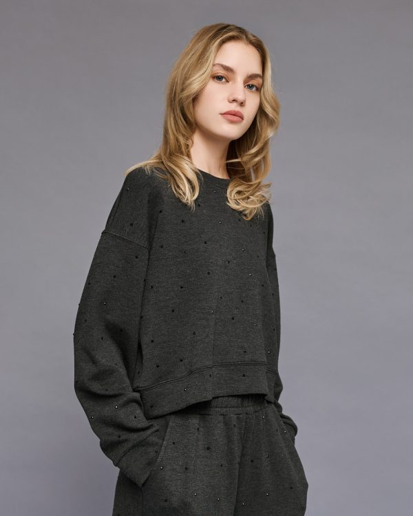 Sweatshirt with rhinestones - Access Fashion