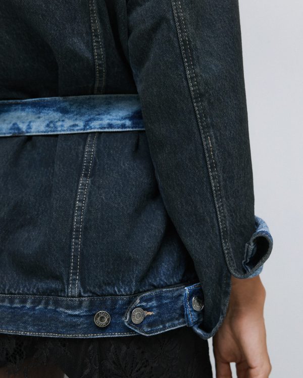 Long denim jacket with belt - Access Fashion - Image 6