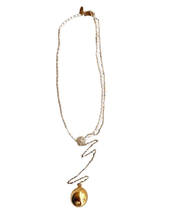 Small pearl necklace with pendant and chain - Ifigenia Loukou