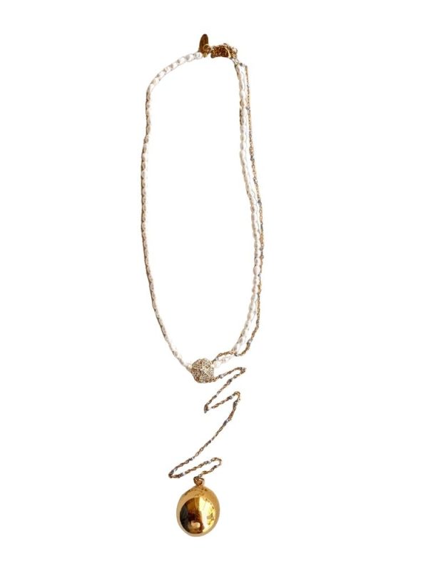 Small pearl necklace with pendant and chain - Ifigenia Loukou