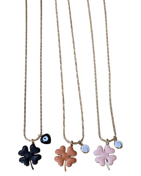 Chain necklace with clover and eye - Ifigenia Loukou