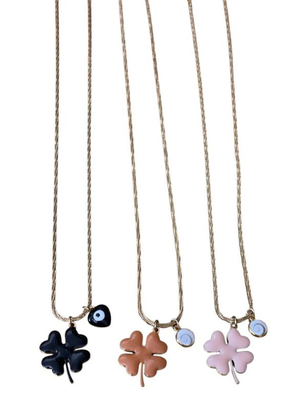 Chain necklace with clover and eye - Ifigenia Loukou