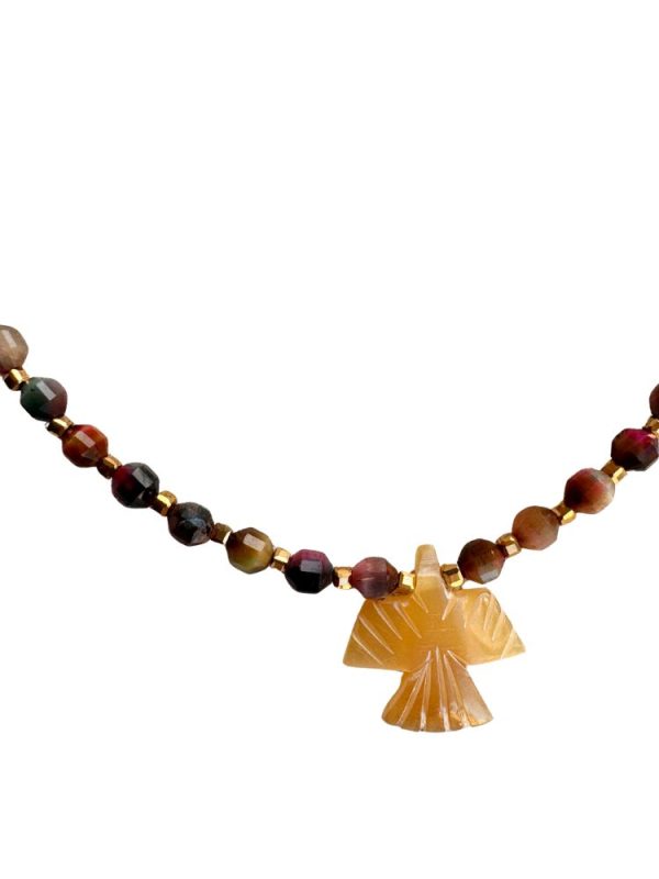 Cateye stone necklace with eagle pendant - Ifigenia Loukou - Image 2