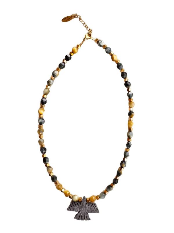 Cateye stone necklace with eagle pendant - Ifigenia Loukou - Image 4