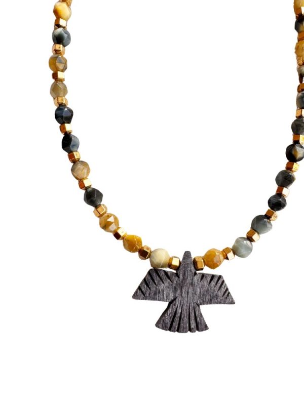 Cateye stone necklace with eagle pendant - Ifigenia Loukou - Image 5