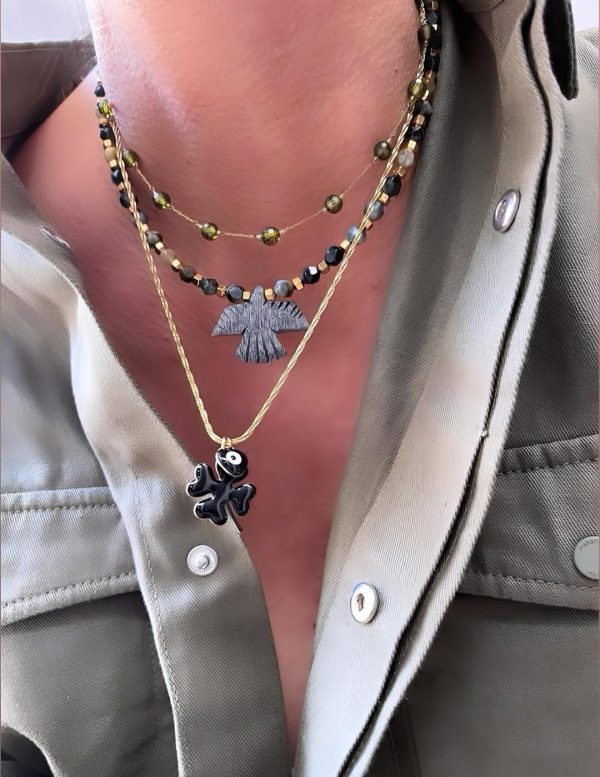Cateye stone necklace with eagle pendant - Ifigenia Loukou - Image 6