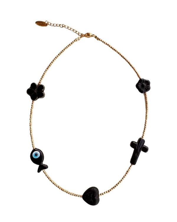 Hematite necklace with 5 pendants - Ifigenia Loukou