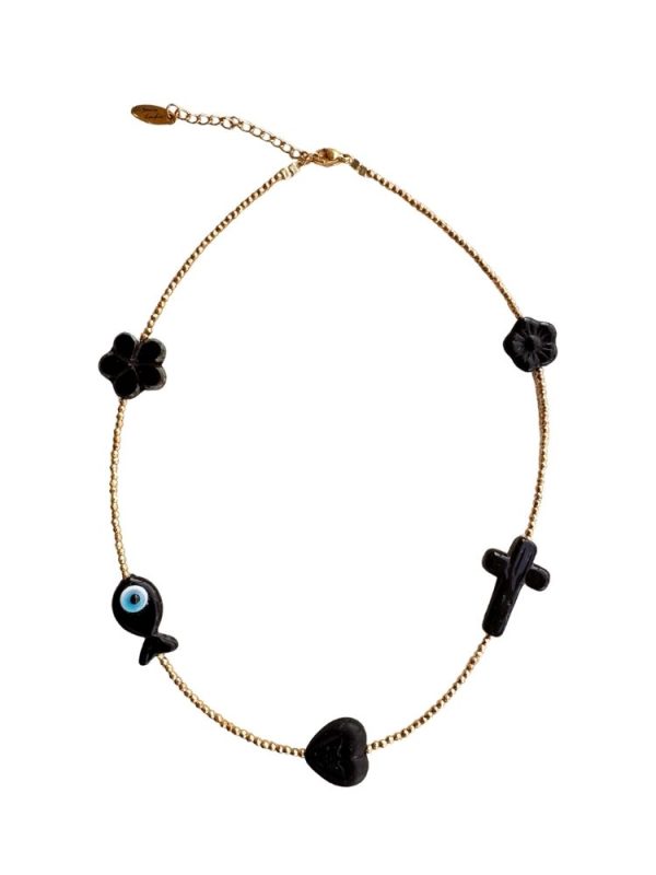 Hematite necklace with 5 pendants - Ifigenia Loukou