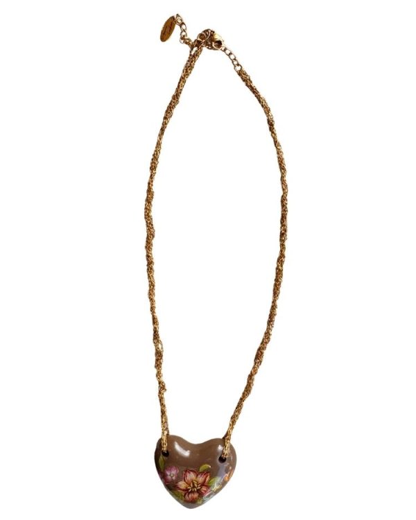 Vintage heart necklace with stainless steel chain - Ifigenia Loukou