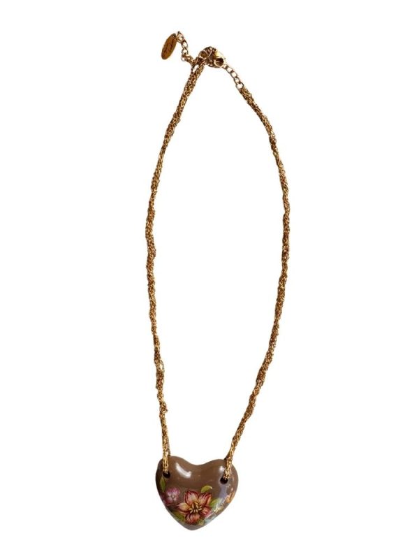Vintage heart necklace with stainless steel chain - Ifigenia Loukou