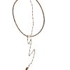 Tiger eye necklace with dangling chain and tiger eye tooth pendant - Ifigenia Loukou