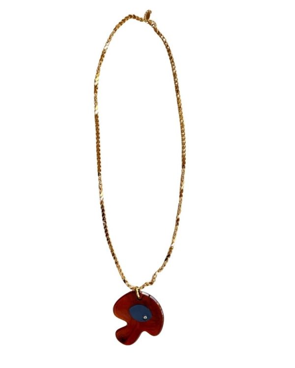 Vintage mushroom necklace with enamel and zircon - Ifigenia Loukou