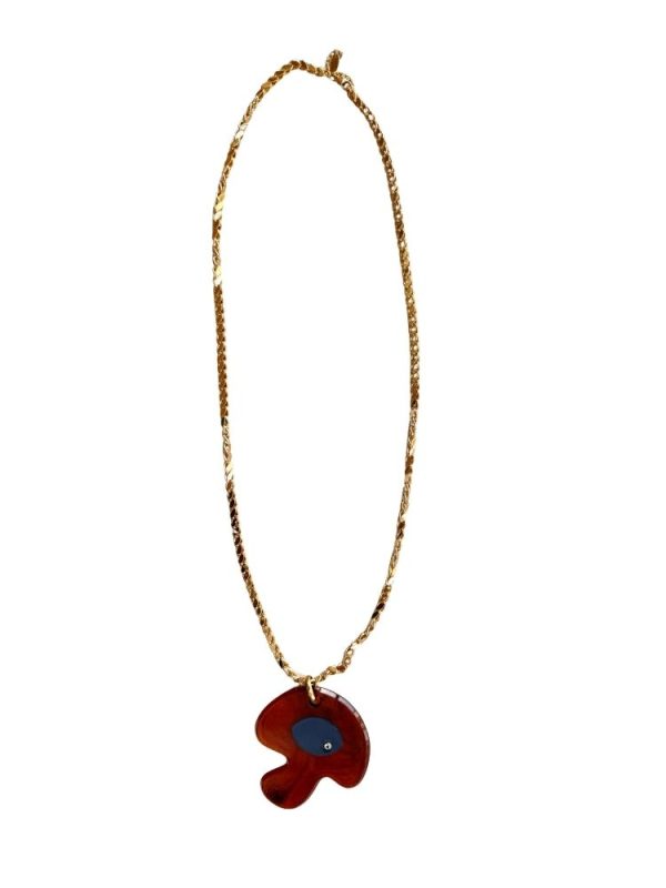Vintage mushroom necklace with enamel and zircon - Ifigenia Loukou