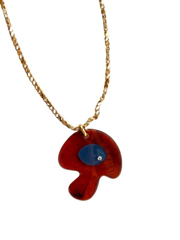 Vintage mushroom necklace with enamel and zircon - Ifigenia Loukou - Image 2