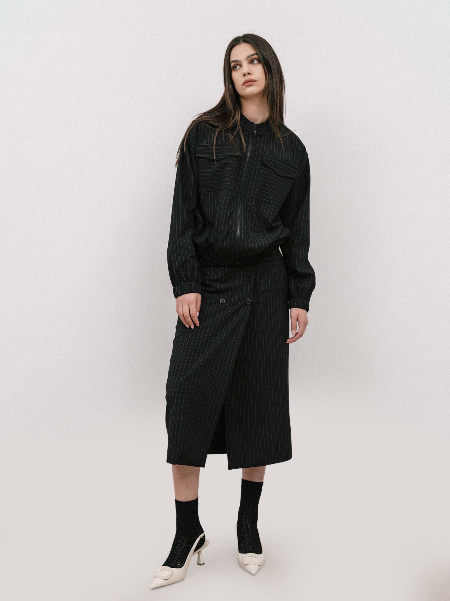 Brouska - 4TW25-124 Liana pinstripe midi skirt - 4Tailors