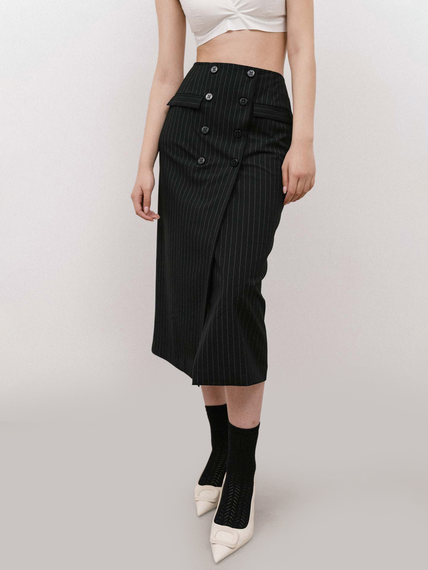Brouska - 4TW25-124 Liana pinstripe midi skirt - 4Tailors - Image 3