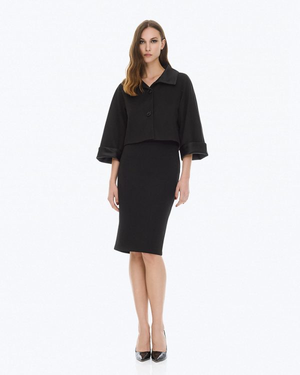 Double-face cropped blazer with lapels -  Access Fashion