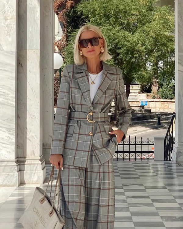 Checked belted tailored blazer - Innocent