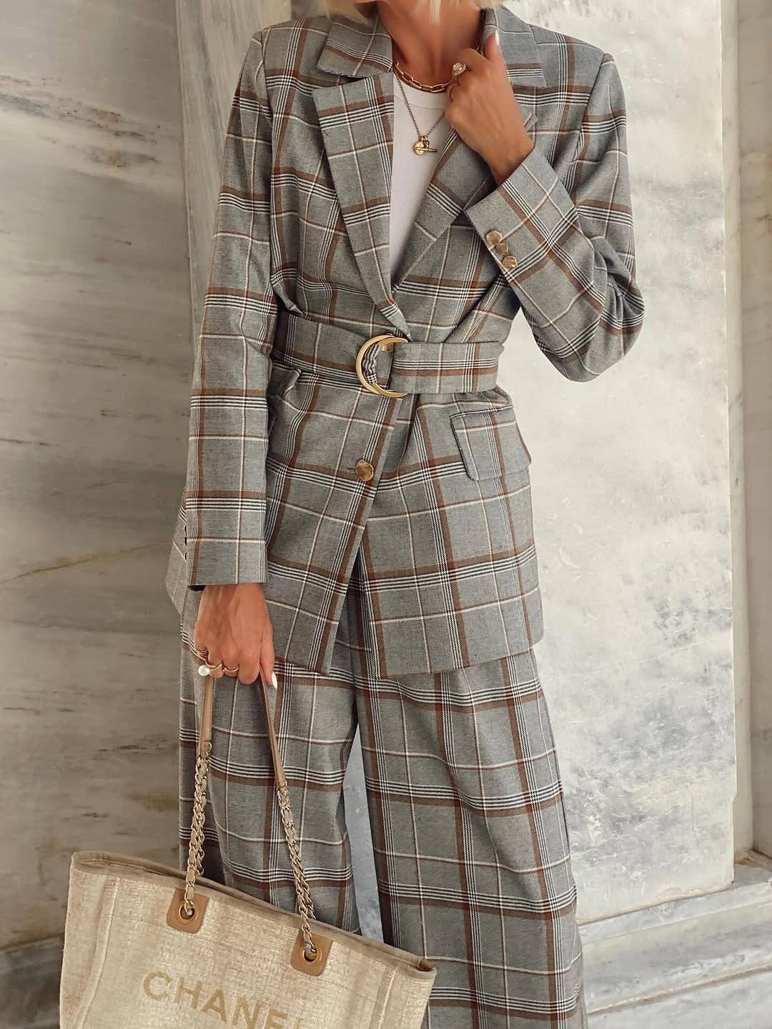 Brouska - INW25-9520B Checked belted tailored blazer - Innocent - Image 2