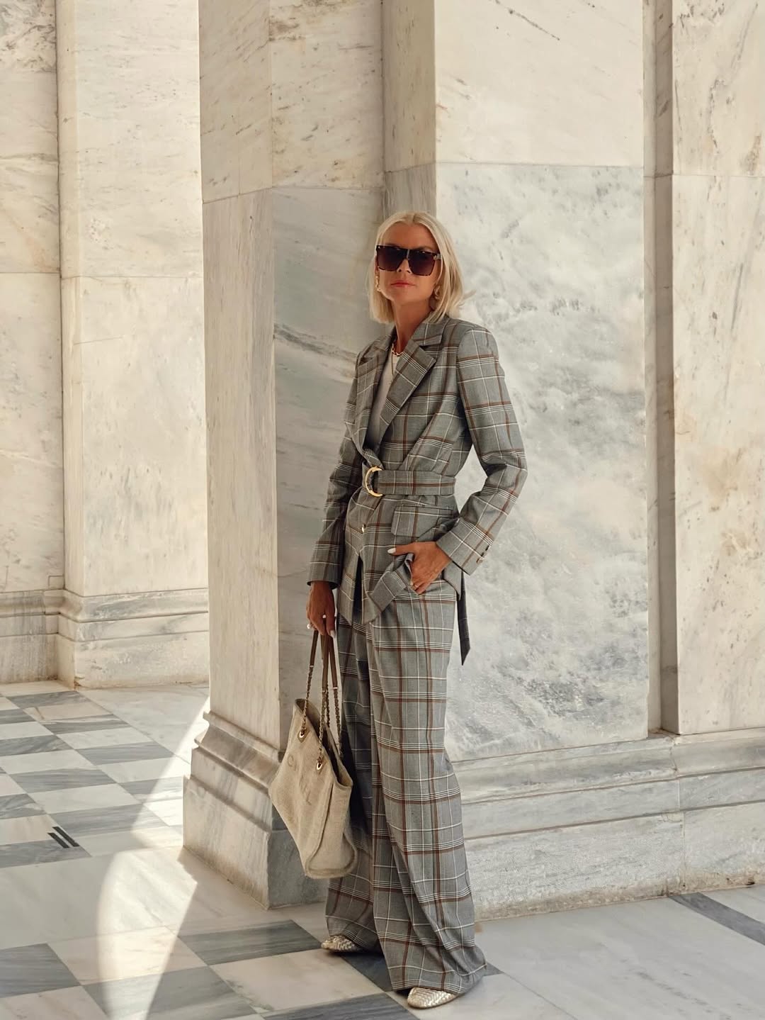 Brouska - INW25-9520B Checked belted tailored blazer - Innocent - Image 3