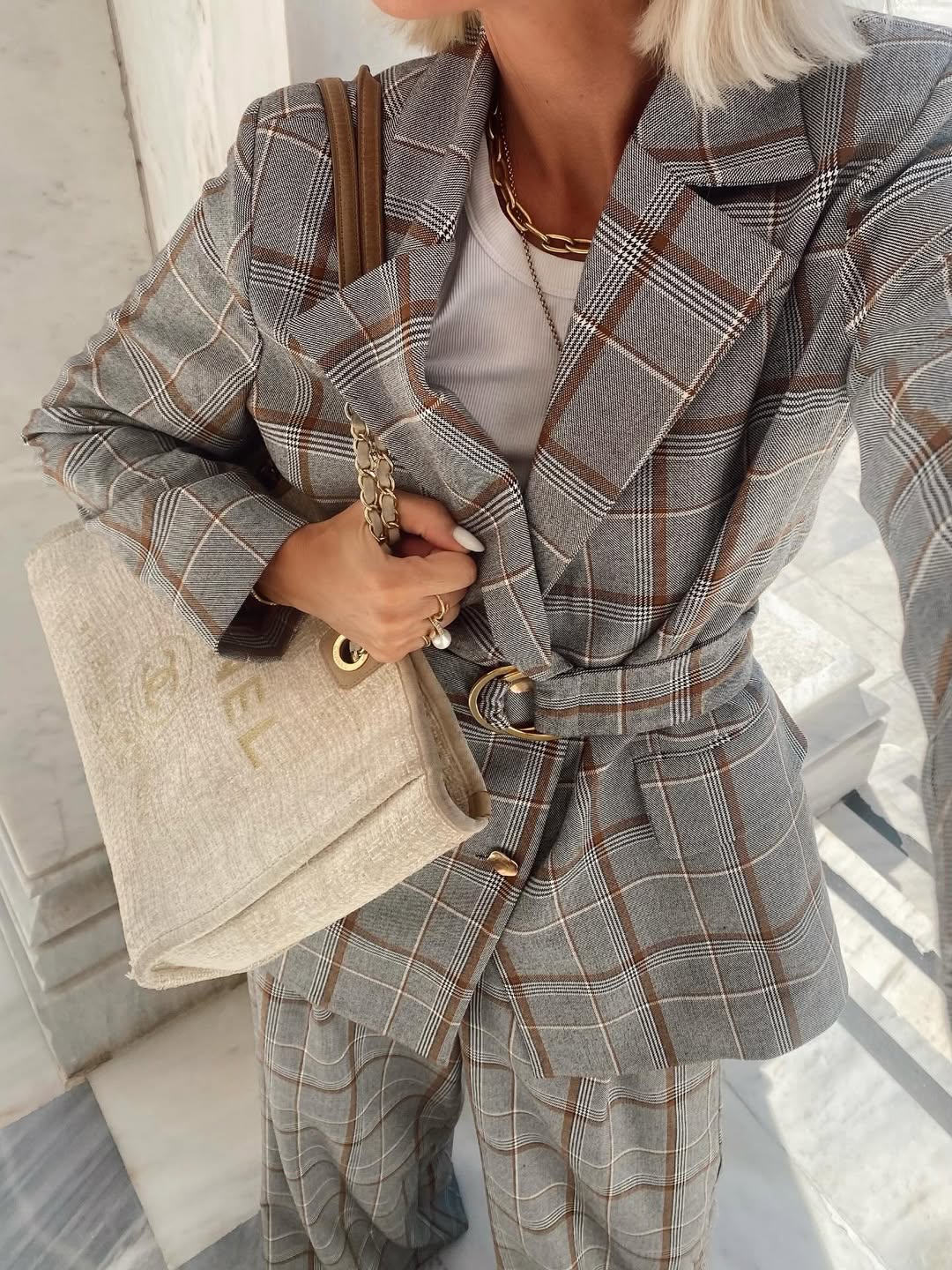 Brouska - INW25-9520B Checked belted tailored blazer - Innocent - Image 4