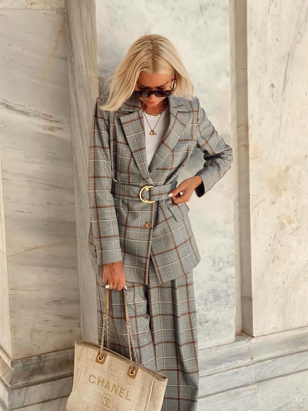 Brouska - INW25-9520B Checked belted tailored blazer - Innocent - Image 6