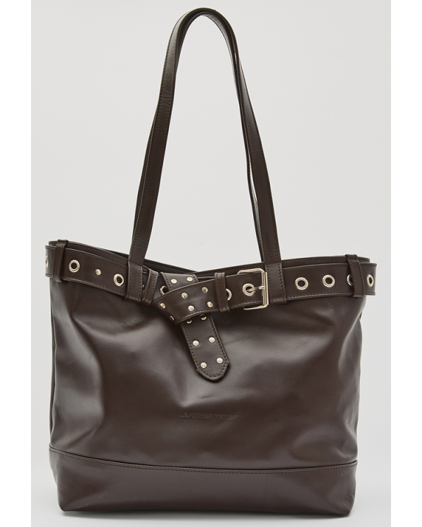 Leather studded tote bag - Leather Twist